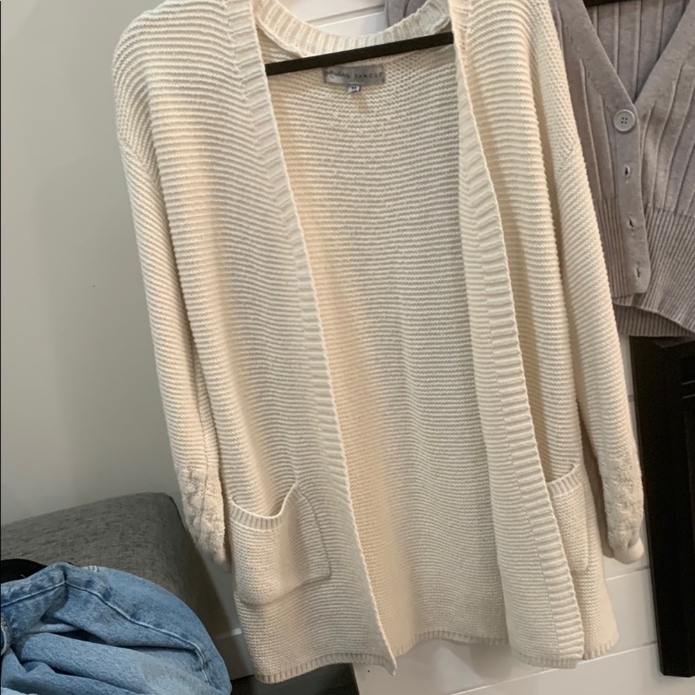 Women's Cream Open-Front Sweater